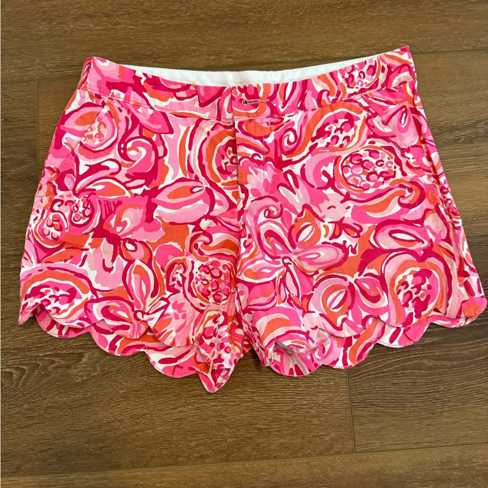 Lilly Pulitzer Pink and Orange Floral High Waist Shorts